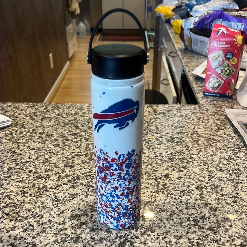 Buffalo Bills White and Blue Water Bottle
